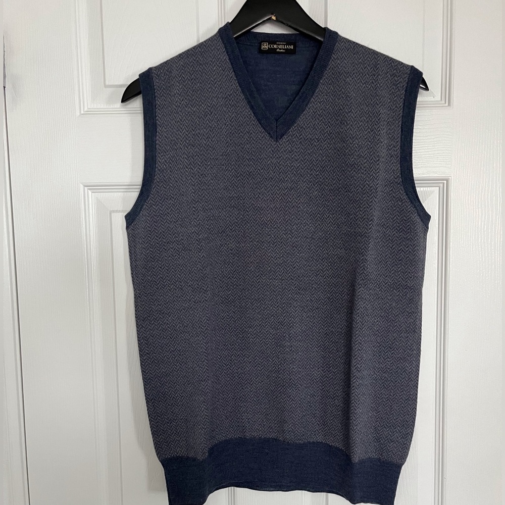 Corneliani - Sz 50 - blue grey V-neck vest